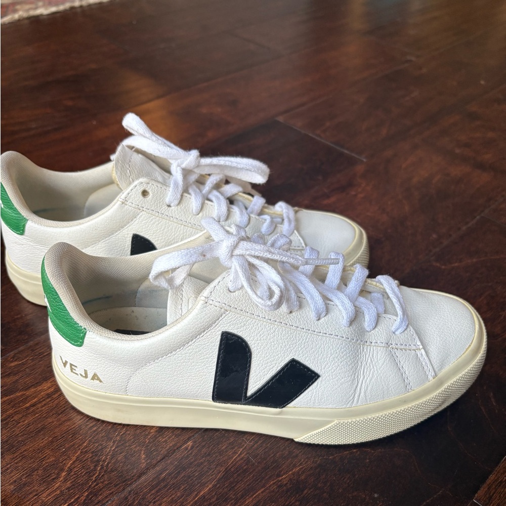 Veja White and Green Sneakers